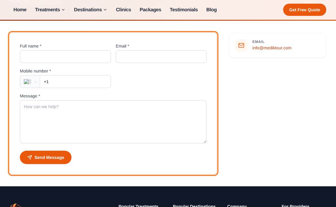 The Contact Us form